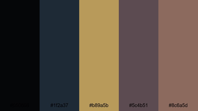midnight speakeasy great gatsby color palette with hex codes