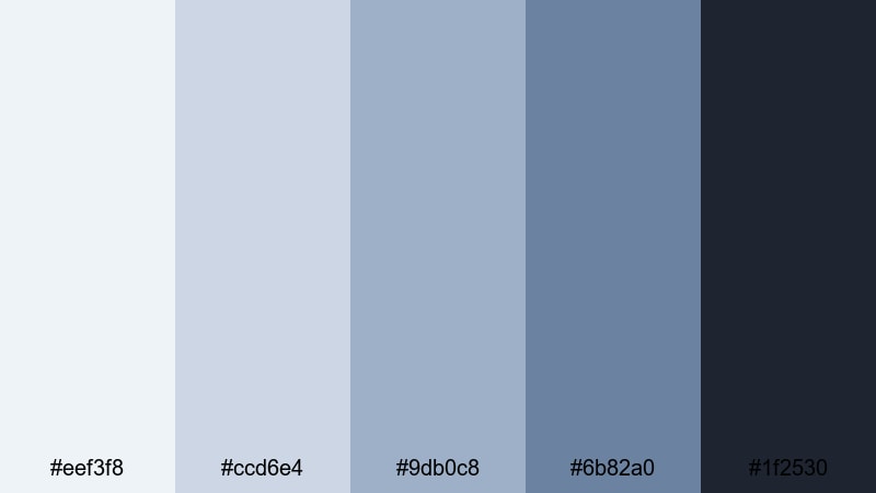 midnight stream titles gray light blue color palette with hex codes