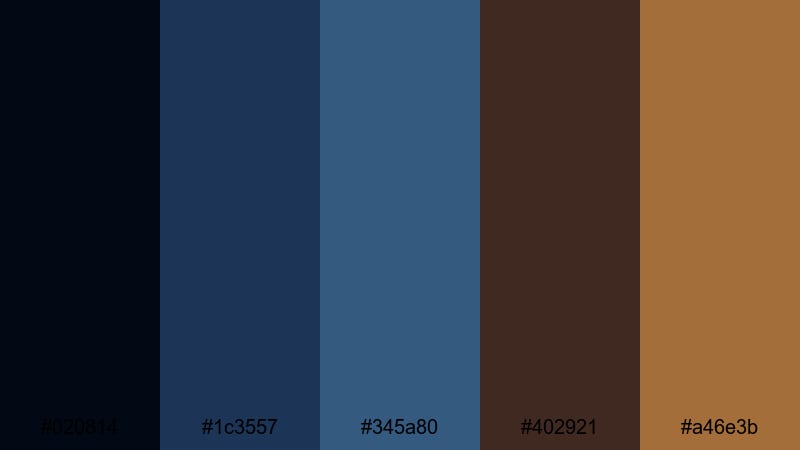 midnight studio session blue dark brown color palette with hex codes