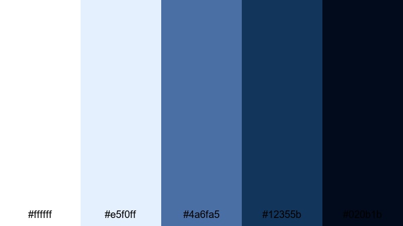 midnight surf contrast white blue color palette with hex codes