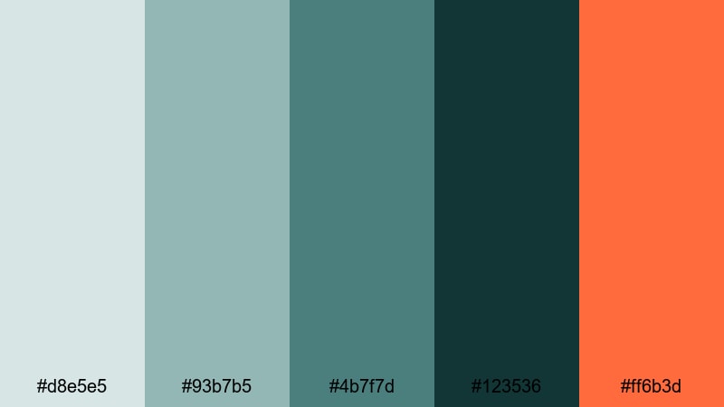 midnight teal lensflare gray turquoise color palette with hex codes