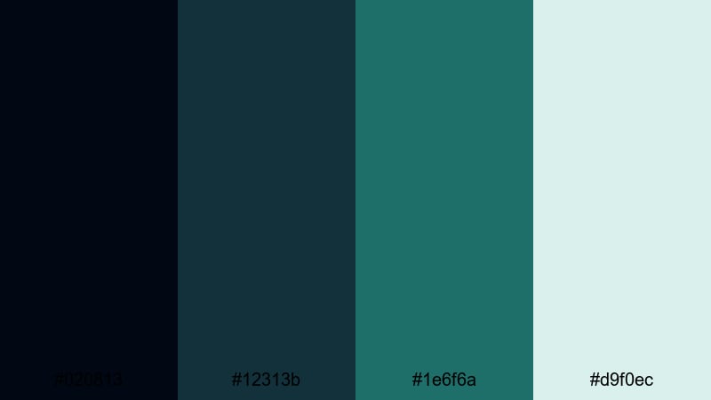 midnight teal studio green blue color palette with hex codes