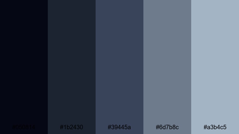 midnight thunderclouds rainy day color palette with hex codes
