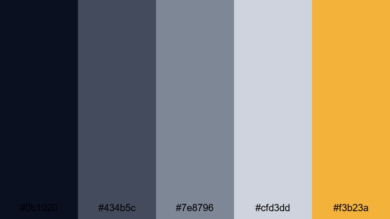 midnight titanium spark metallic color palette with hex codes