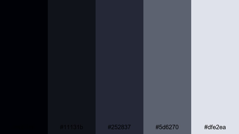 midnight title sequence black gray color palette with hex codes