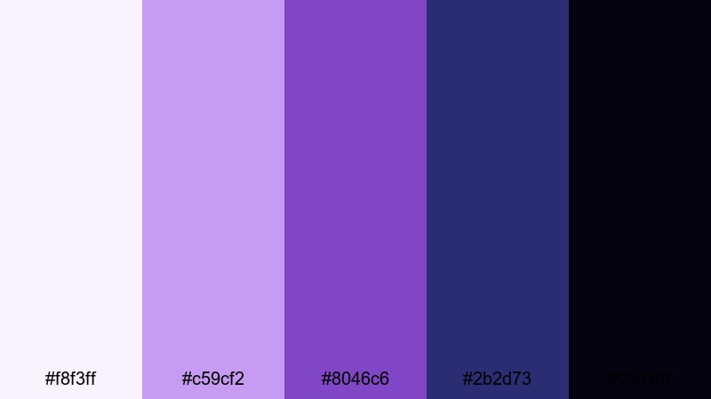 midnight trailer pulse blue mauve color palette with hex codes