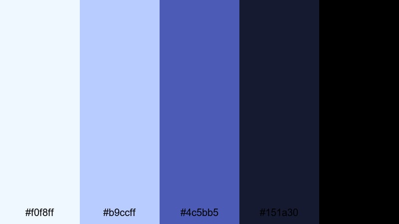 midnight trailer titles alice blue color palette with hex codes