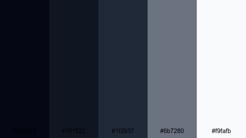 midnight velvet contrast dark color palette with hex codes