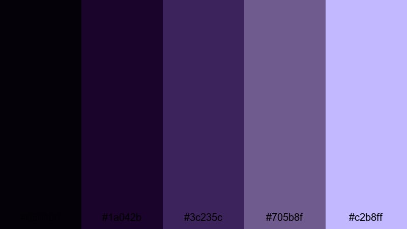 midnight velvet shadows black purple color palette with hex codes