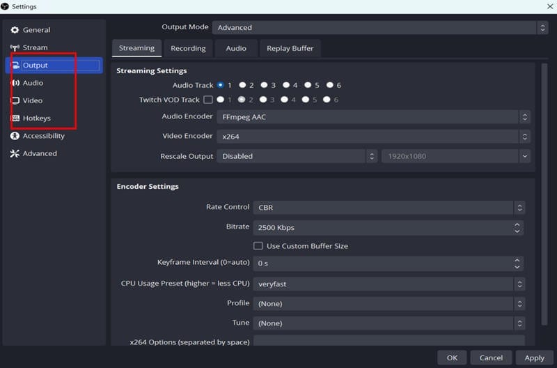 configure obs settings for minecraft screen capture