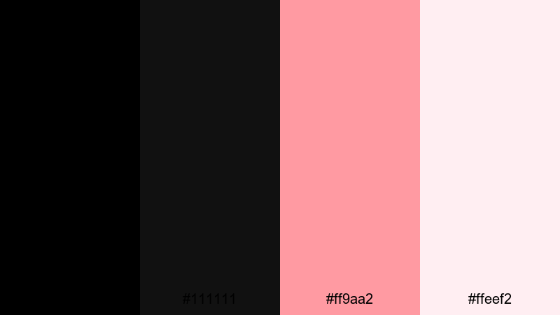 minimal blush contrast black pink color palette with hex codes