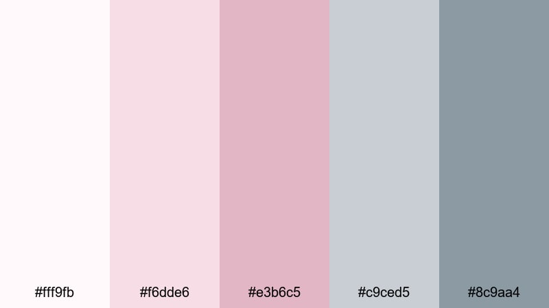 minimal blush table tea party color palette with hex codes