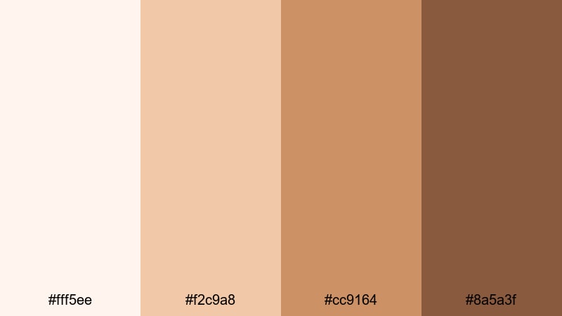 minimal caramel bloom brown peach color palette with hex codes