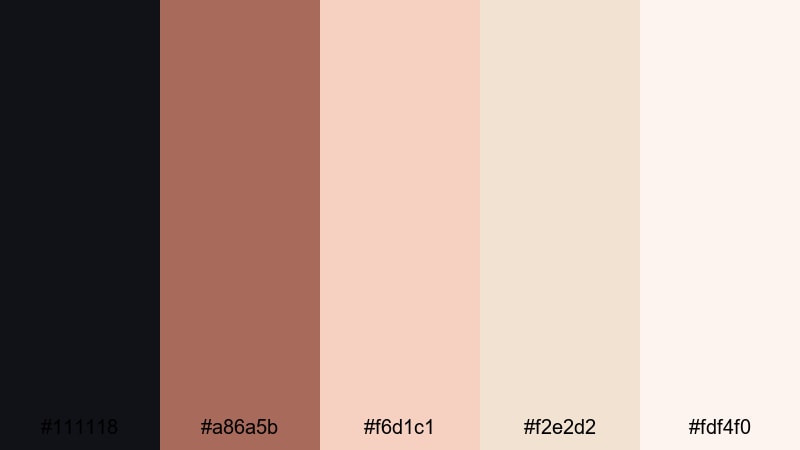 minimal copper petal black rose gold color palette with hex codes