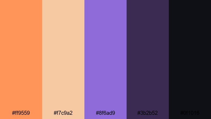 minimal copper violet orange purple color palette with hex codes