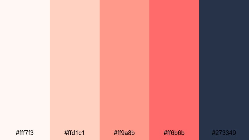 minimal coral daybreak sunrise color palette with hex codes