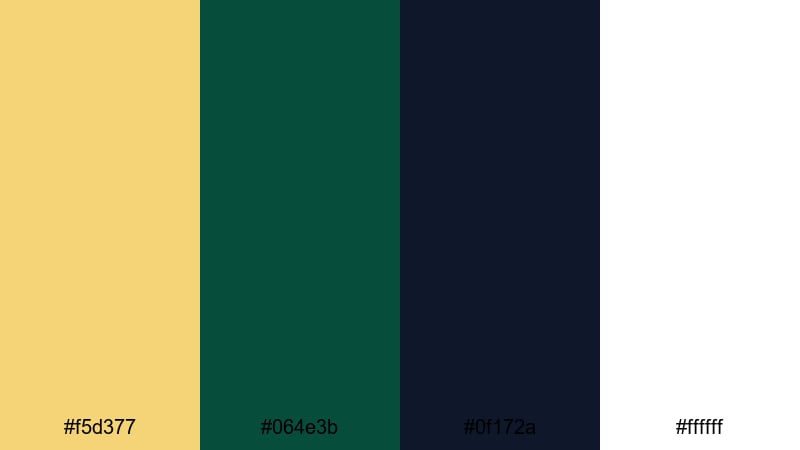 minimal crest branding gold dark green color palette with hex codes