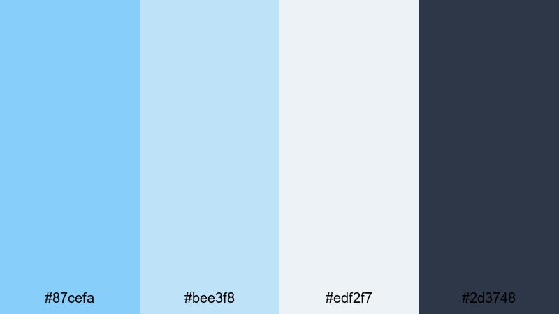 minimal dockside light sky blue color palette with hex codes