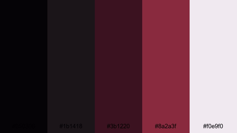 minimal ink and merlot black burgundy color palette with hex codes