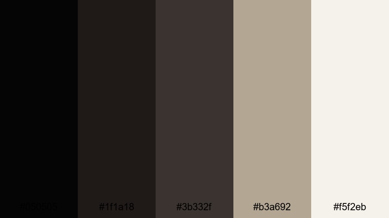minimal ink interface black brown color palette with hex codes