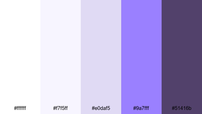 minimal iris highlight white purple color palette with hex codes