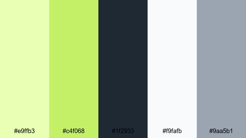 minimal lime wireframe lime color palette with hex codes