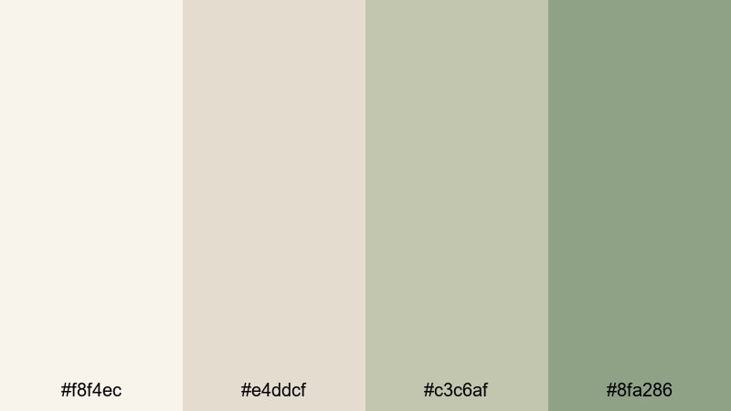 minimal loft calm beige green color palette with hex codes