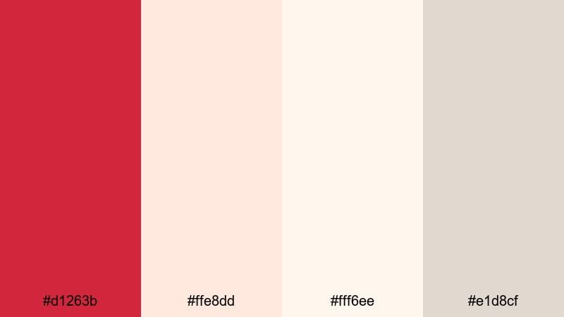 minimal maraschino fade red cream color palette with hex codes