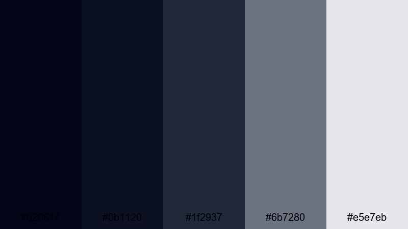 minimal midnight studio night color palette with hex codes