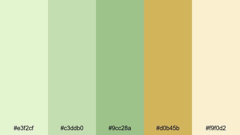 minimal pistachio gilt gold green color palette with hex codes