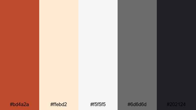 minimal poster grain burnt orange color palette with hex codes