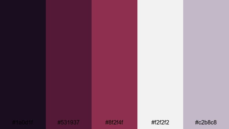 minimal sangria studio purple red color palette with hex codes