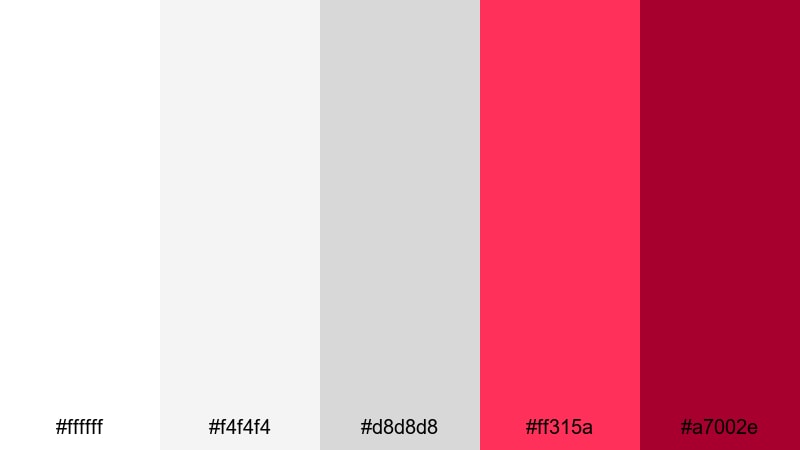 minimal scarlet accent valentines day color palette with hex codes