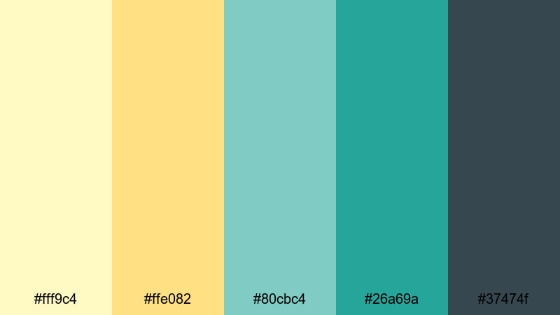 minimal shoreline yellow teal color palette with hex codes