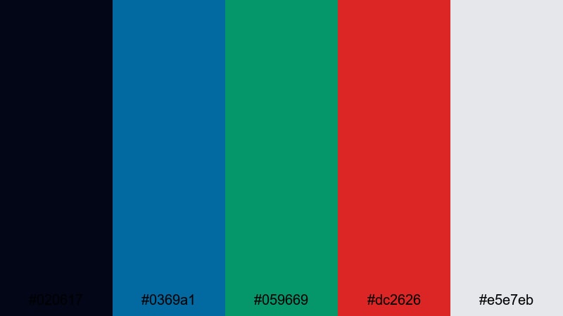 minimal signal lights blue green red color palette with hex codes