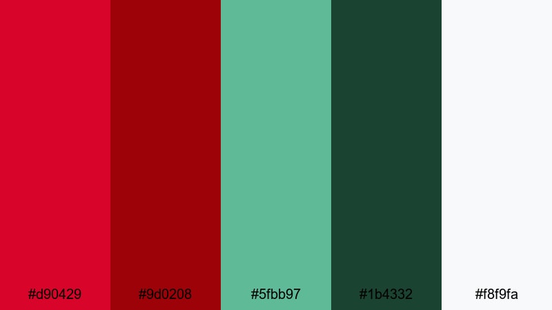 minimal studio accent red green color palette with hex codes
