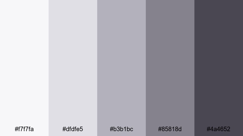 minimal studio fog purple gray color palette with hex codes