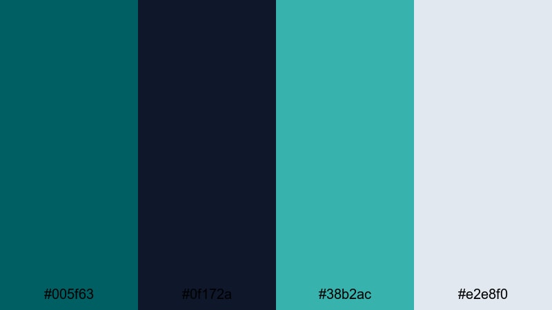 minimal studio teal dark turquoise color palette with hex codes