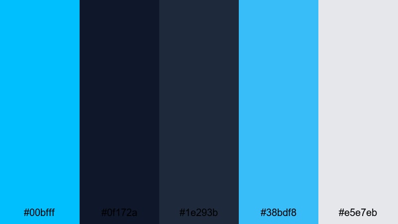 minimal studio tech deep sky blue color palette with hex codes