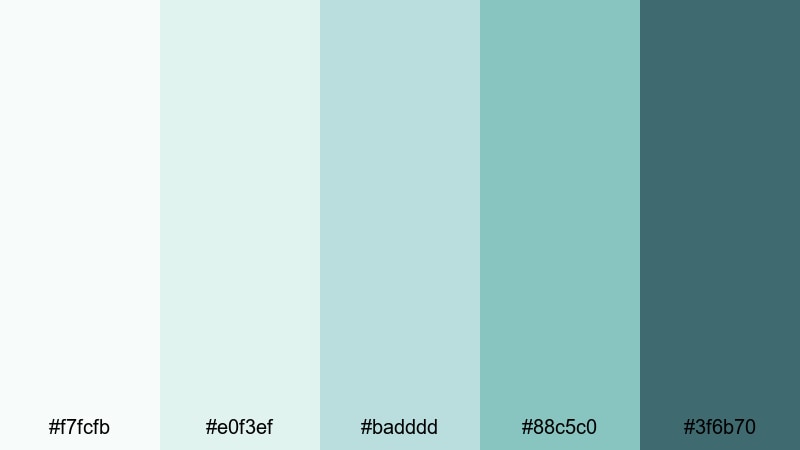 minimal title card blue mint green color palette with hex codes