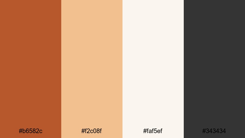 minimalist copper grid rust orange color palette with hex codes