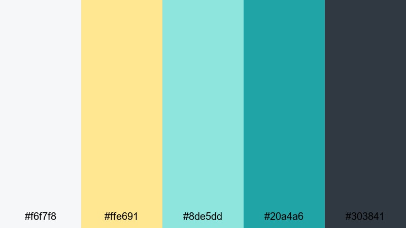 minimalist hotel pool yellow turquoise color palette with hex codes