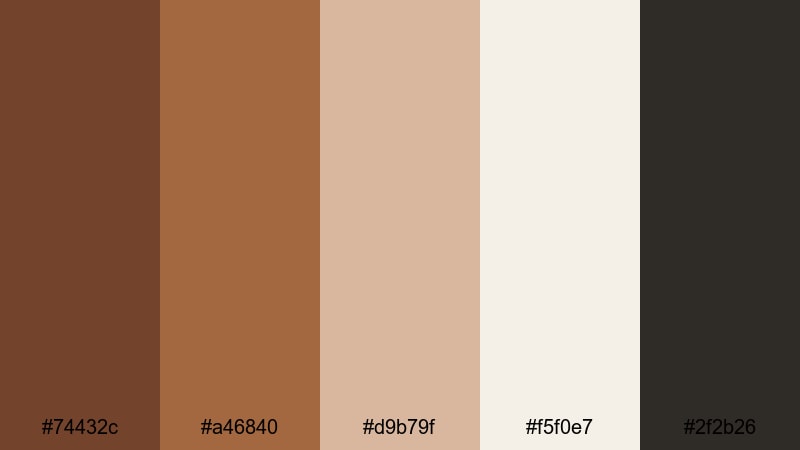 minimalist soil tones rust brown color palette with hex codes