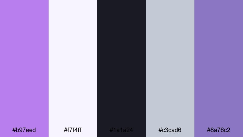 minimalist violet grid bright lavender color palette with hex codes