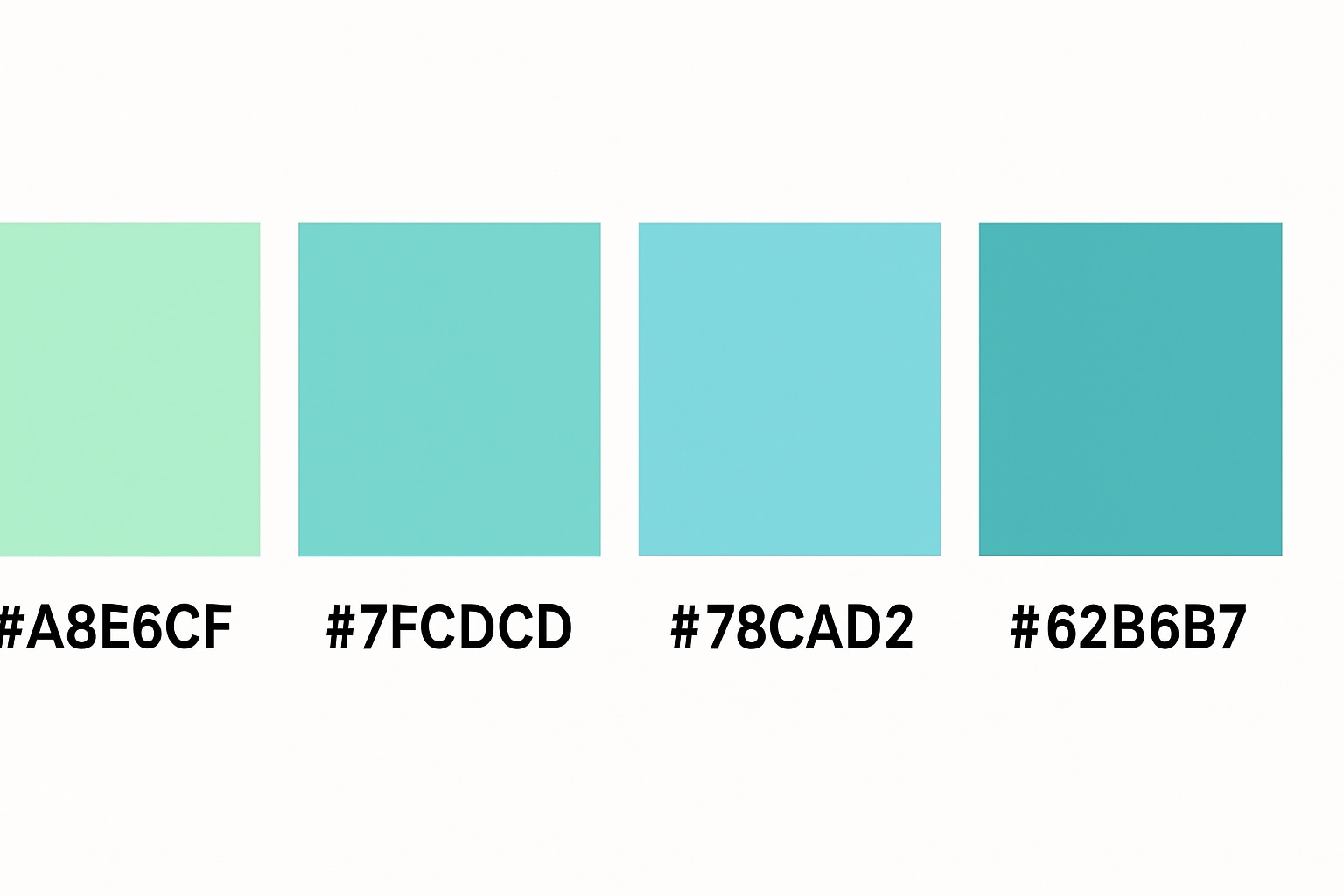 mint breeze green color palette with hex codess