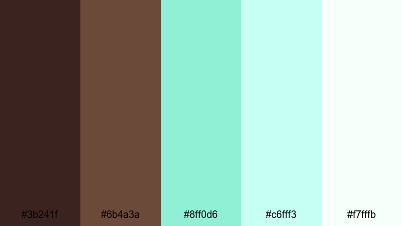 mint chip sundae chocolate color palette with hex codes