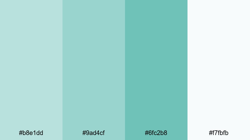 mint cloud daydream blue green color palette with hex codes