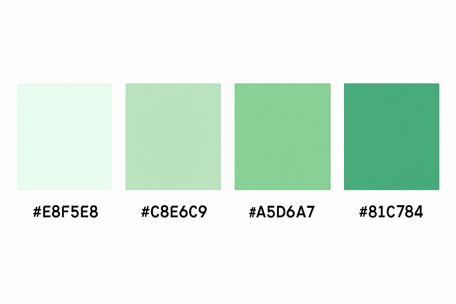 mint cream green color palette with hex codes