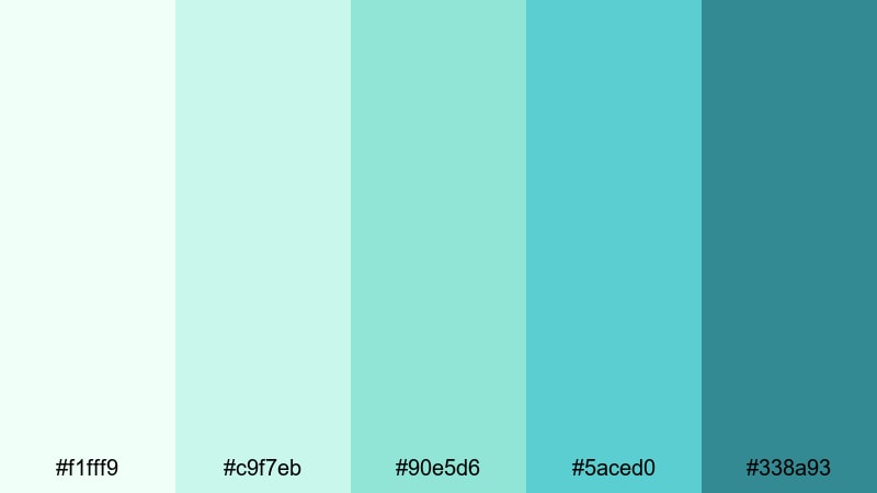 mint drift daybreak green light blue color palette with hex codes