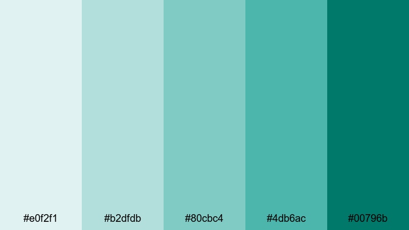 mint learning hub flat color palette with hex codes